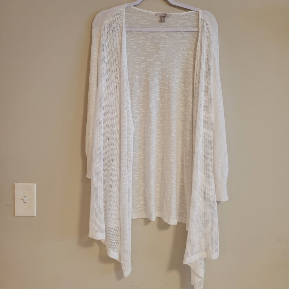 Roz  &Ali White Mesh Waterfall Sweater
